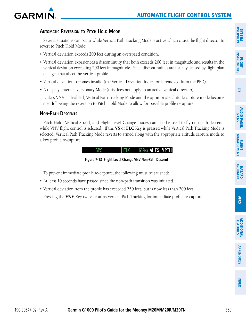 Automatic flight control system | Garmin G1000 Mooney M20TN User Manual | Page 373 / 524