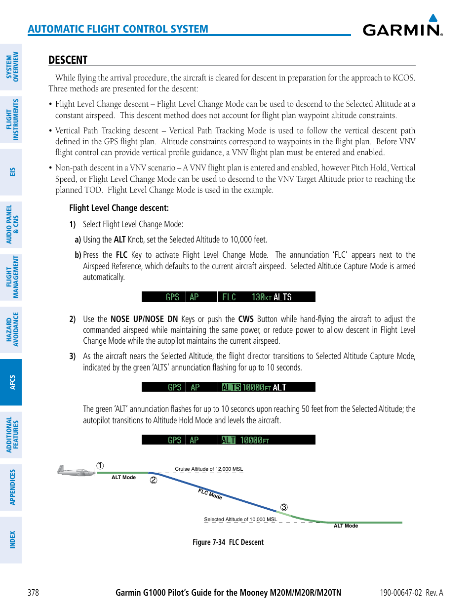 Descent, Automatic flight control system | Garmin G1000 Mooney M20TN User Manual | Page 392 / 524