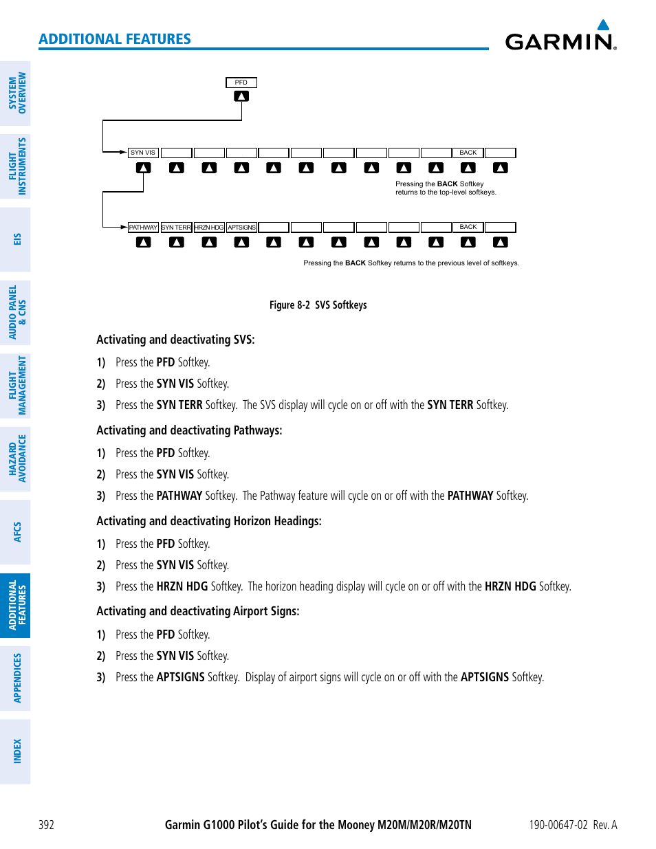 Additional features | Garmin G1000 Mooney M20TN User Manual | Page 406 / 524