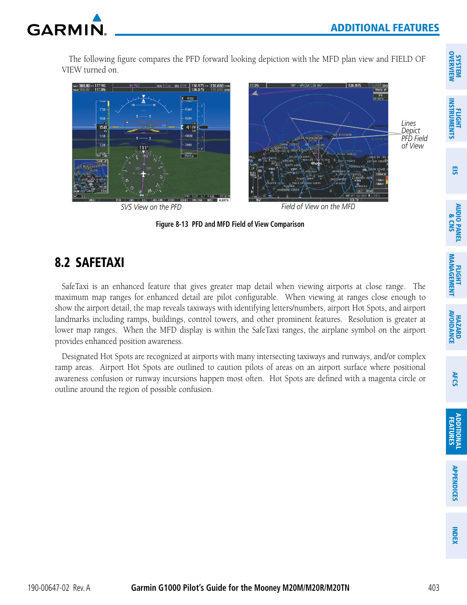 2 safetaxi, Additional features | Garmin G1000 Mooney M20TN User Manual | Page 417 / 524