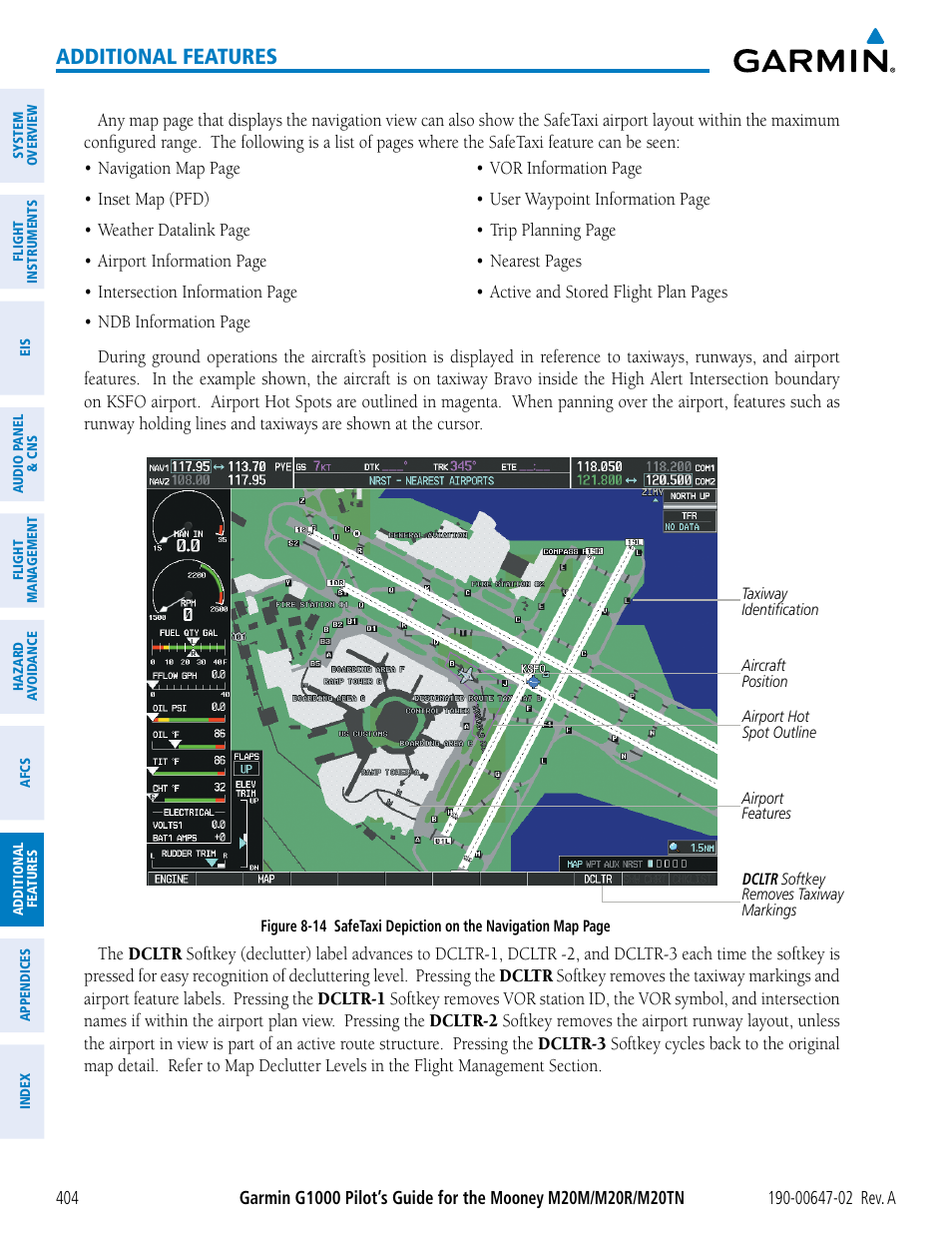 Additional features | Garmin G1000 Mooney M20TN User Manual | Page 418 / 524