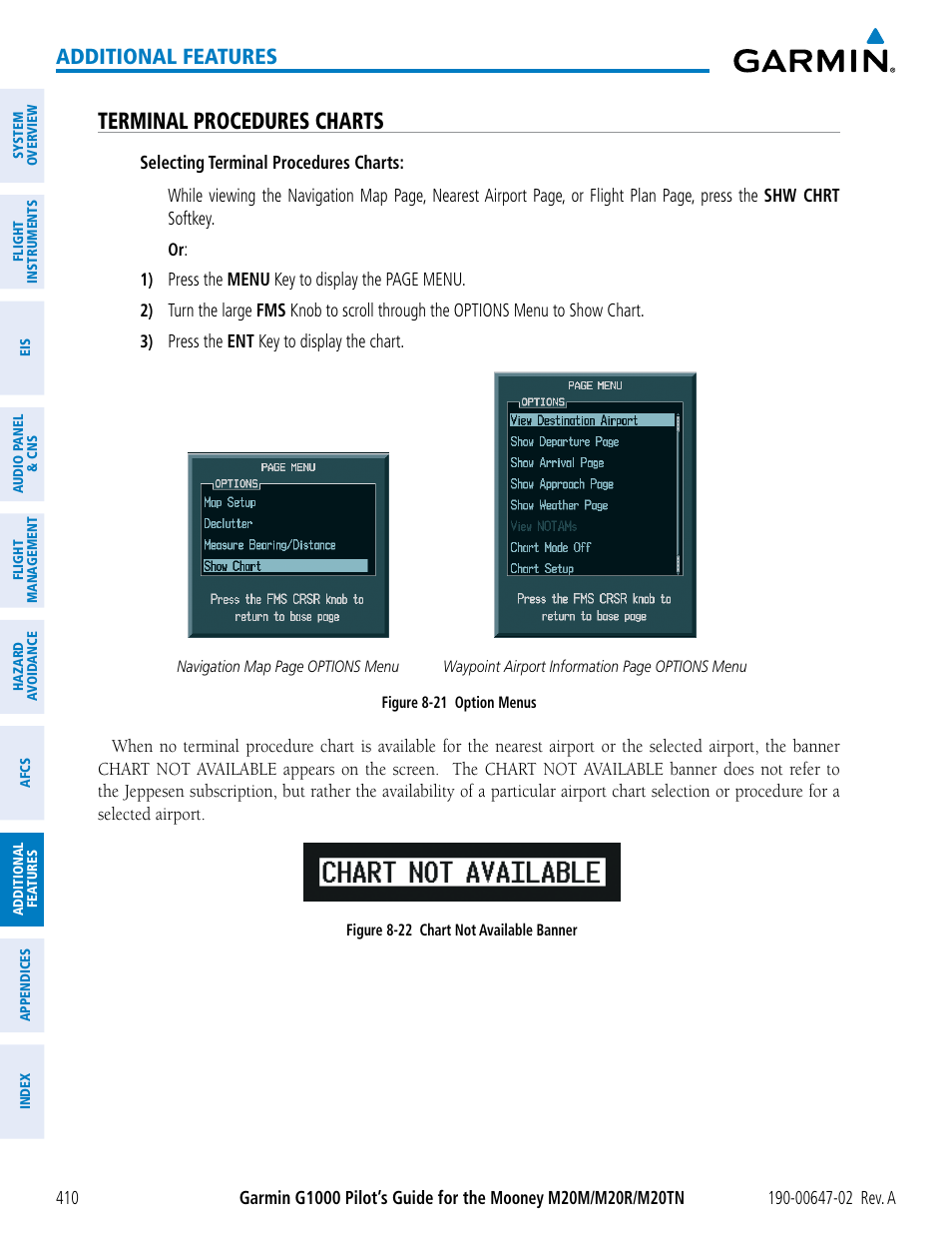 Terminal procedures charts, Additional features | Garmin G1000 Mooney M20TN User Manual | Page 424 / 524