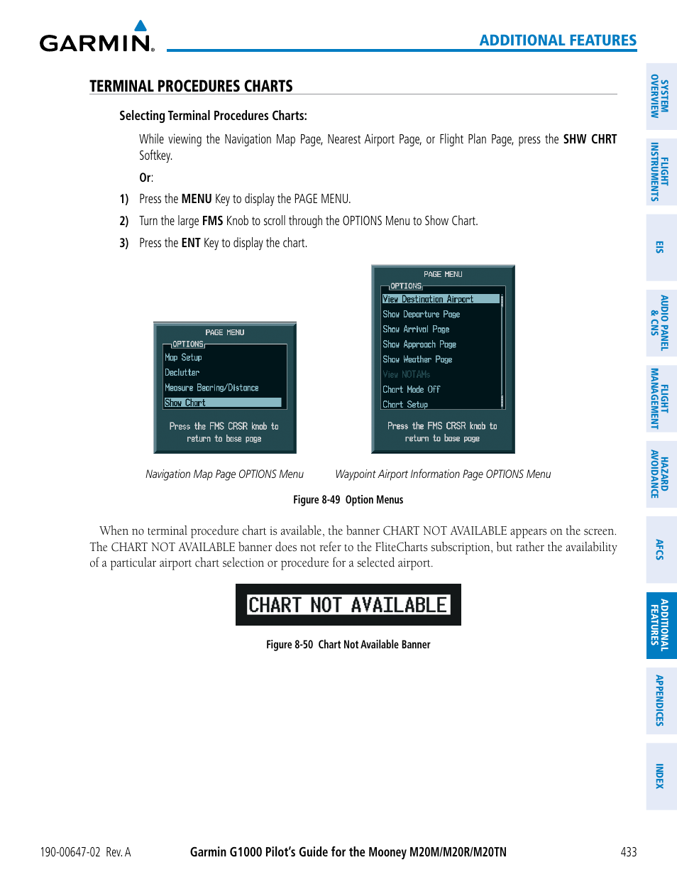 Terminal procedures charts, Additional features | Garmin G1000 Mooney M20TN User Manual | Page 447 / 524