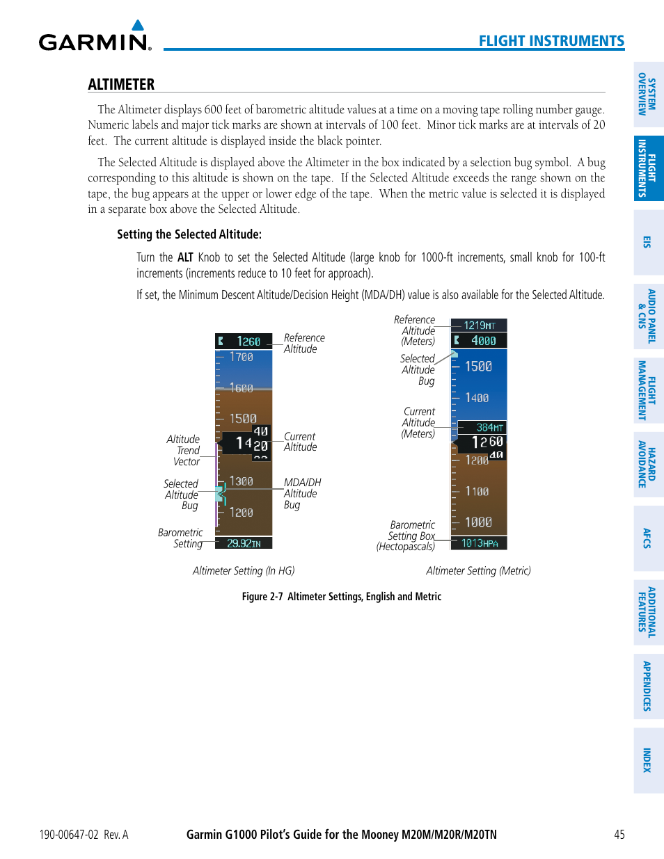 Altimeter, Flight instruments | Garmin G1000 Mooney M20TN User Manual | Page 59 / 524