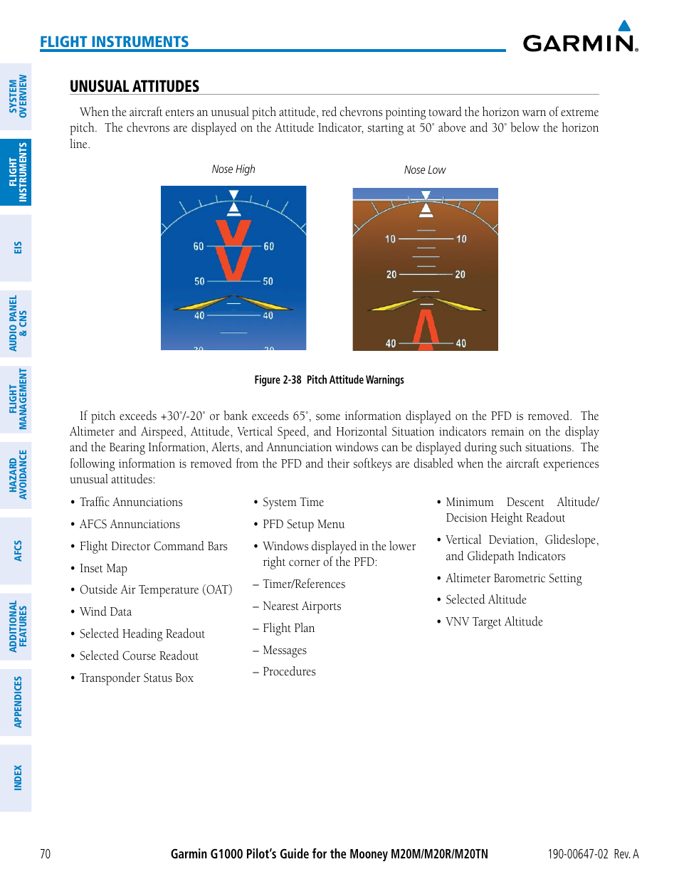 Unusual attitudes, Flight instruments | Garmin G1000 Mooney M20TN User Manual | Page 84 / 524