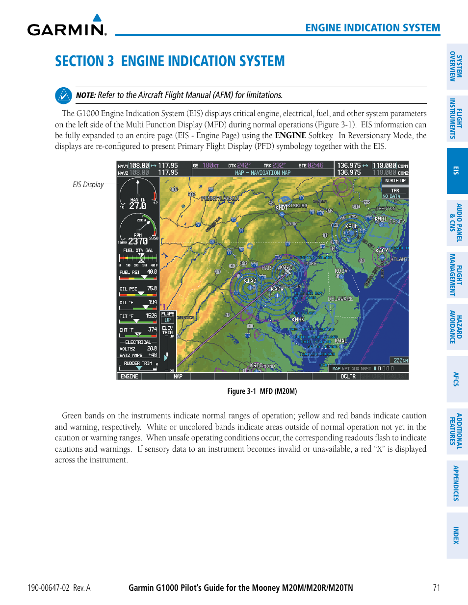 Section 3 engine indication system, Engine indication system | Garmin G1000 Mooney M20TN User Manual | Page 85 / 524