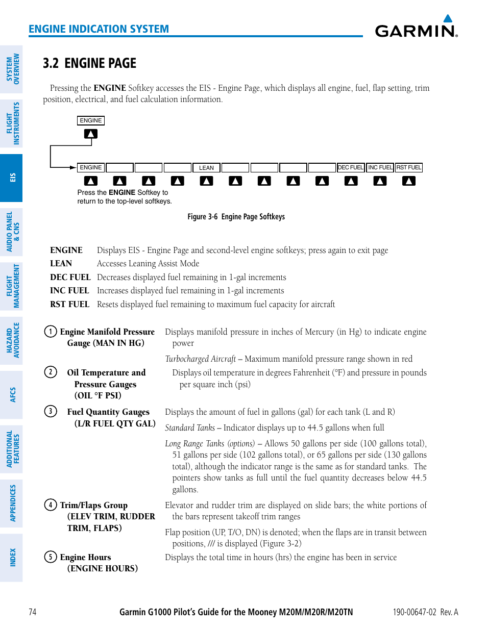 2 engine page, Engine indication system | Garmin G1000 Mooney M20TN User Manual | Page 88 / 524