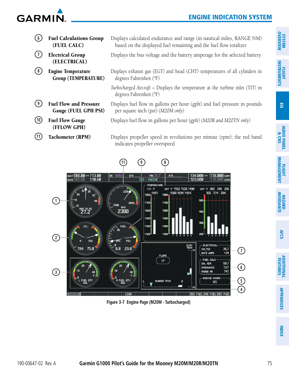 Engine indication system | Garmin G1000 Mooney M20TN User Manual | Page 89 / 524