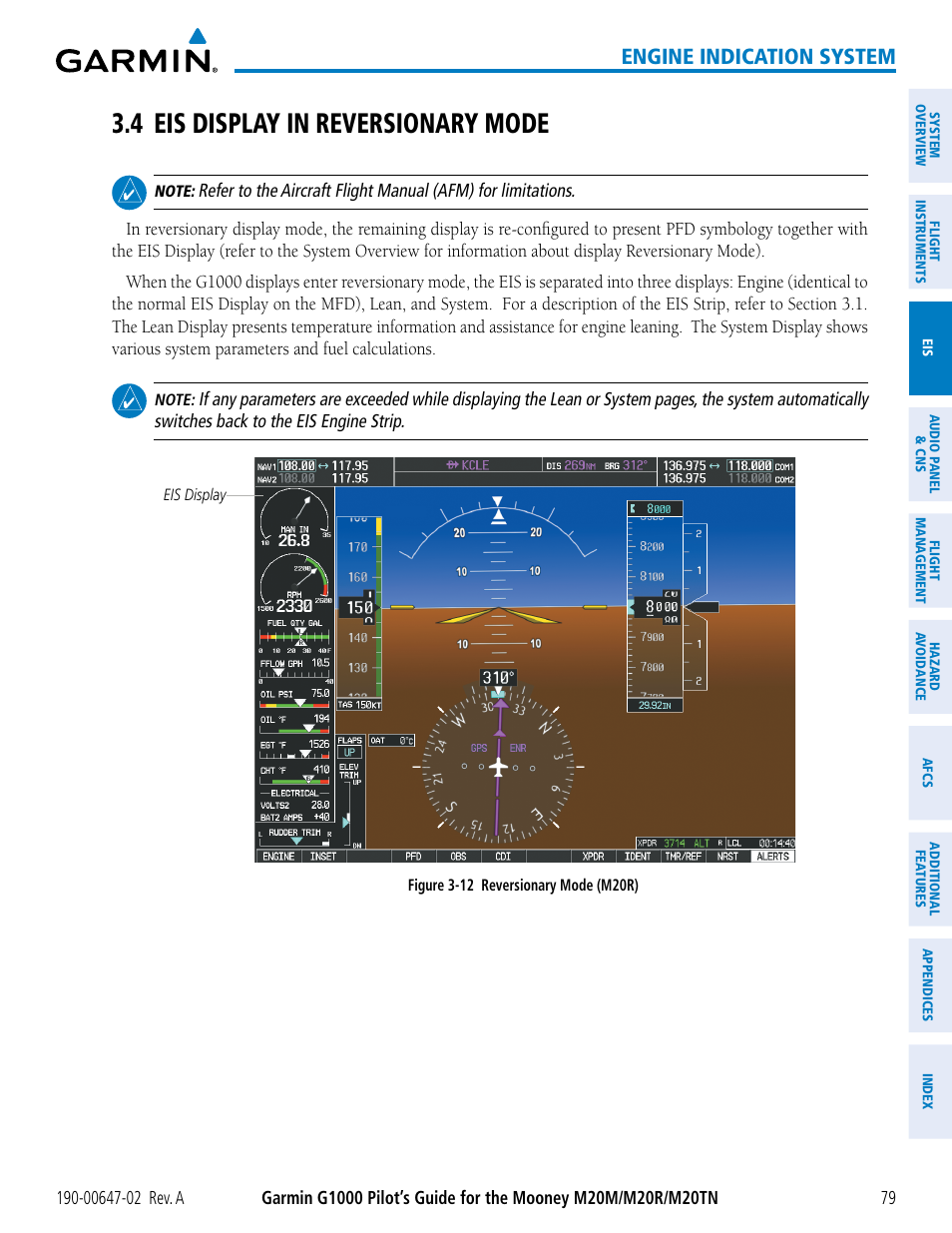 4 eis display in reversionary mode, Engine indication system | Garmin G1000 Mooney M20TN User Manual | Page 93 / 524