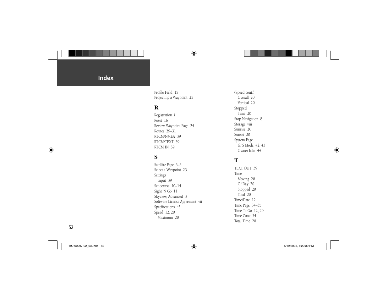 Index | Garmin Geko 301 User Manual | Page 64 / 68