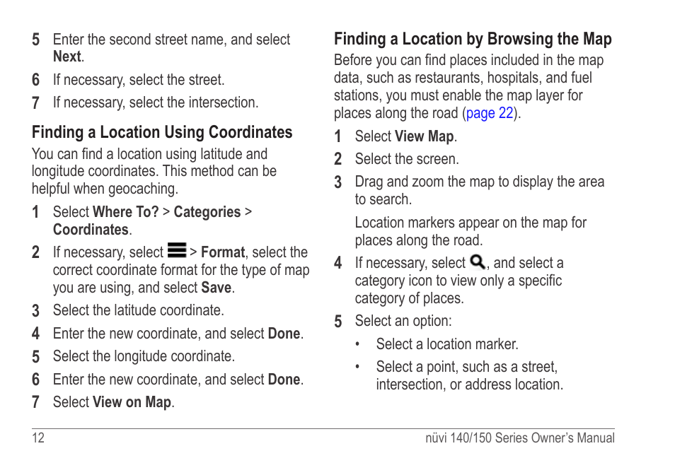 Using the map, Using coordinates | Garmin nuvi 154LMT User Manual | Page 18 / 68