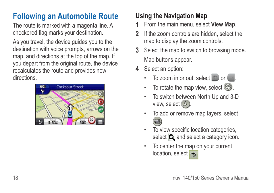 Following an automobile route | Garmin nuvi 154LMT User Manual | Page 24 / 68