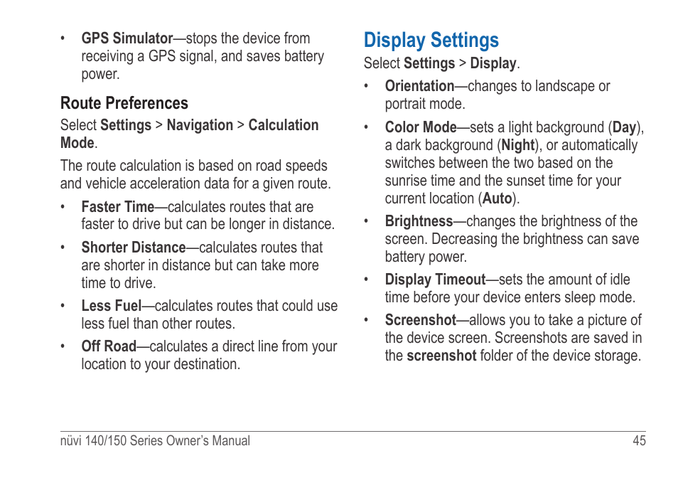 Display settings | Garmin nuvi 154LMT User Manual | Page 51 / 68