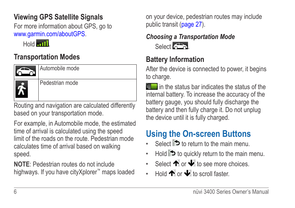 Using the on-screen buttons | Garmin nuvi 3490 for Volvo Cars User Manual | Page 12 / 89