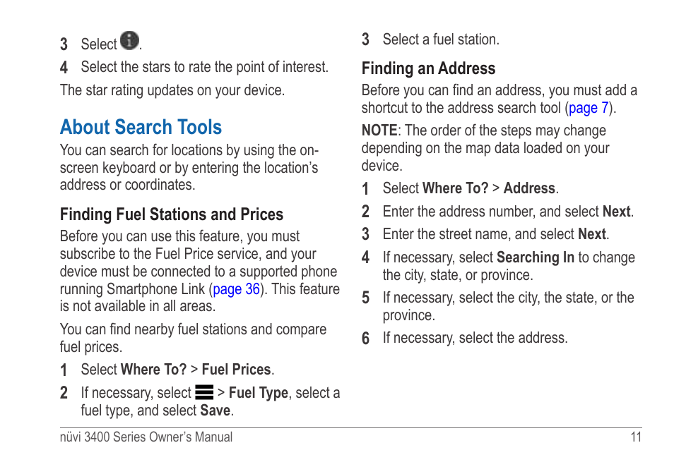 About search tools | Garmin nuvi 3490 for Volvo Cars User Manual | Page 17 / 89