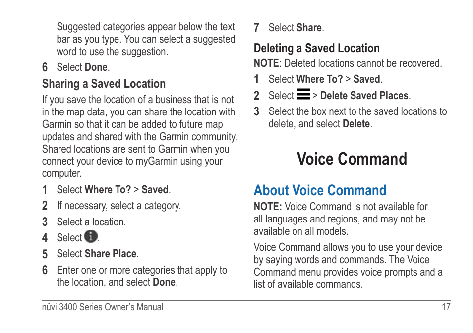 Voice command, About voice command | Garmin nuvi 3490 for Volvo Cars User Manual | Page 23 / 89