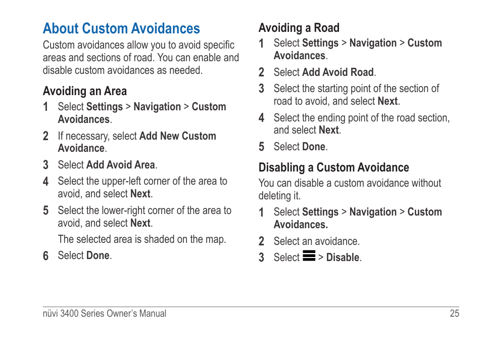 About custom avoidances | Garmin nuvi 3490 for Volvo Cars User Manual | Page 31 / 89