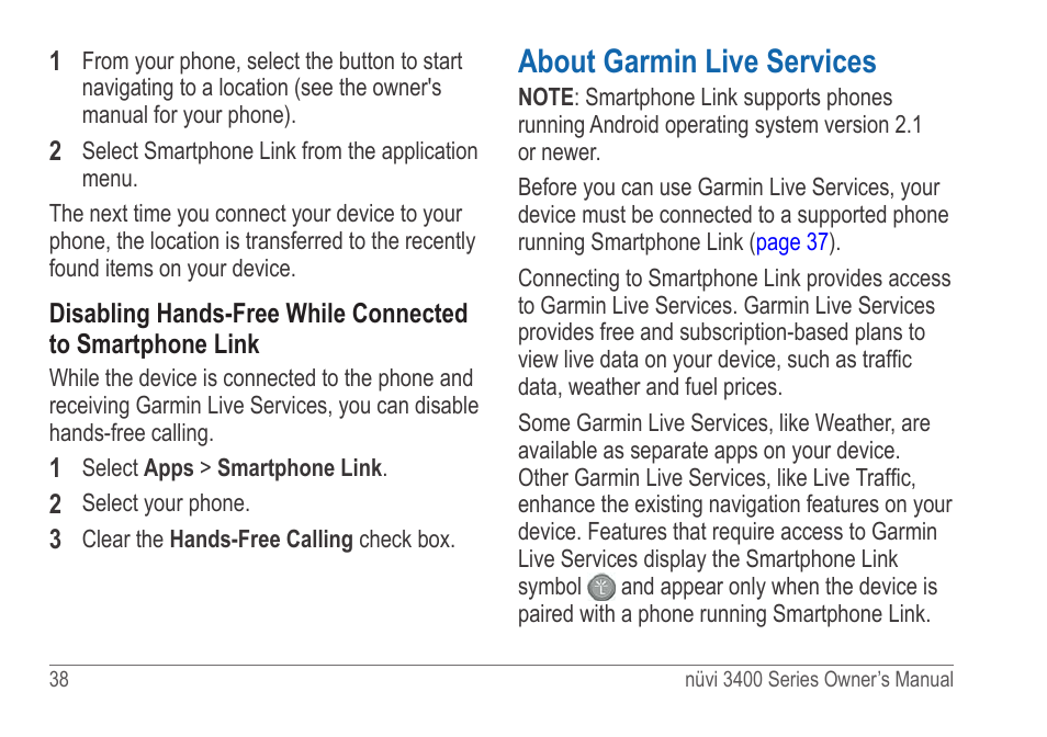 About garmin live services | Garmin nuvi 3490 for Volvo Cars User Manual | Page 44 / 89