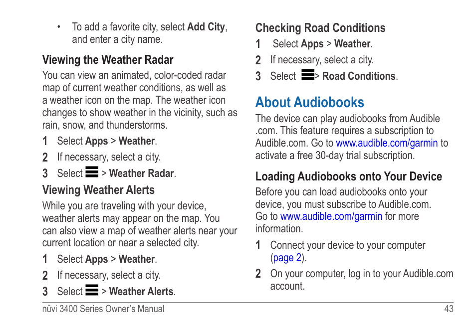 About audiobooks | Garmin nuvi 3490 for Volvo Cars User Manual | Page 49 / 89