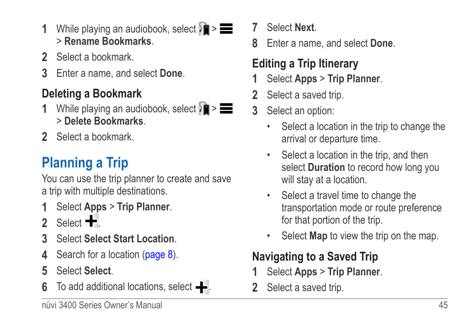 Planning a trip | Garmin nuvi 3490 for Volvo Cars User Manual | Page 51 / 89