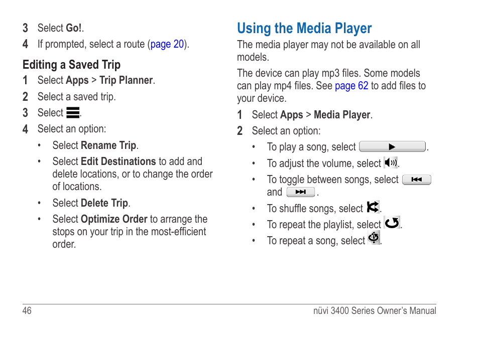 Using the media player | Garmin nuvi 3490 for Volvo Cars User Manual | Page 52 / 89