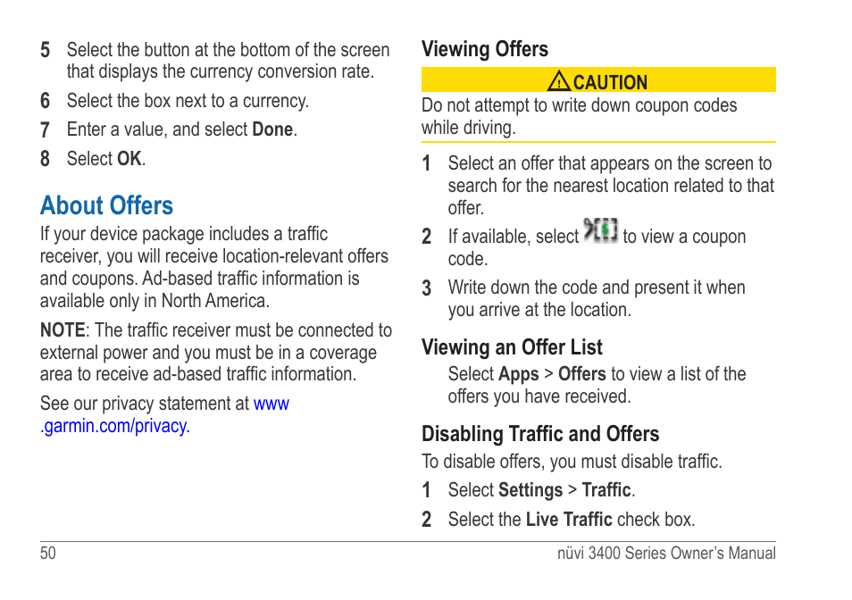 About offers | Garmin nuvi 3490 for Volvo Cars User Manual | Page 56 / 89