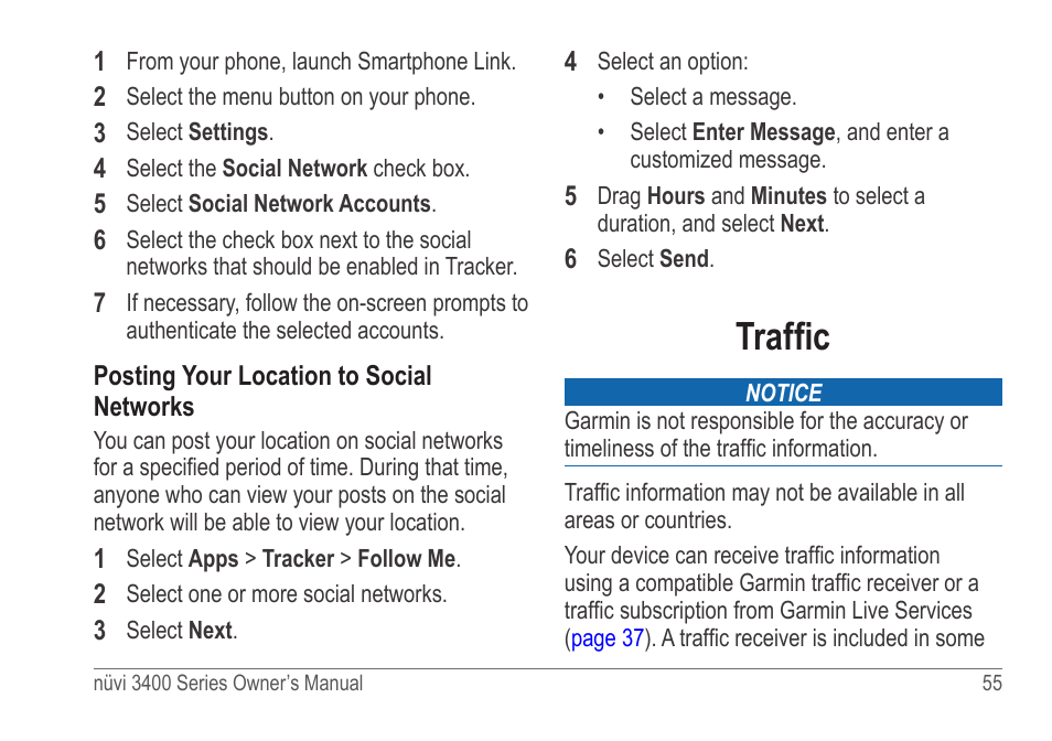 Enabling your social network accounts for tracker, Enabling your social network accounts for, Tracker | Traffic | Garmin nuvi 3490 for Volvo Cars User Manual | Page 61 / 89