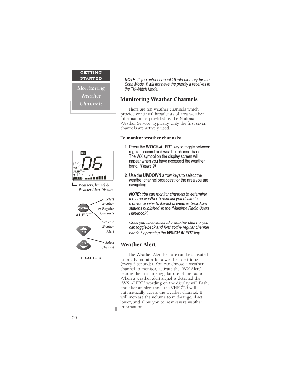 Monitoring weather channels, Weather alert | Garmin VHF 720 User Manual | Page 26 / 43