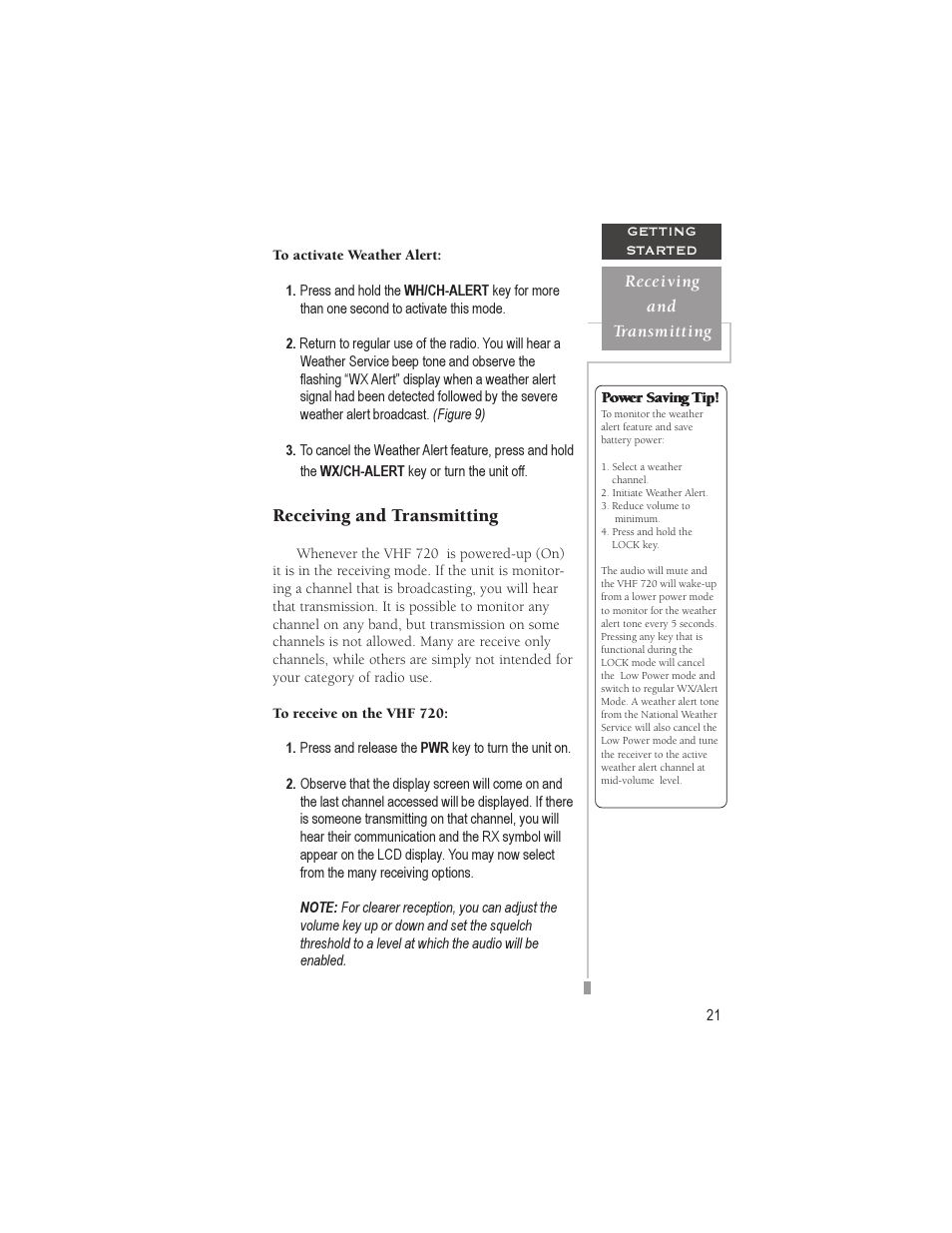 Receiving and transmitting | Garmin VHF 720 User Manual | Page 27 / 43