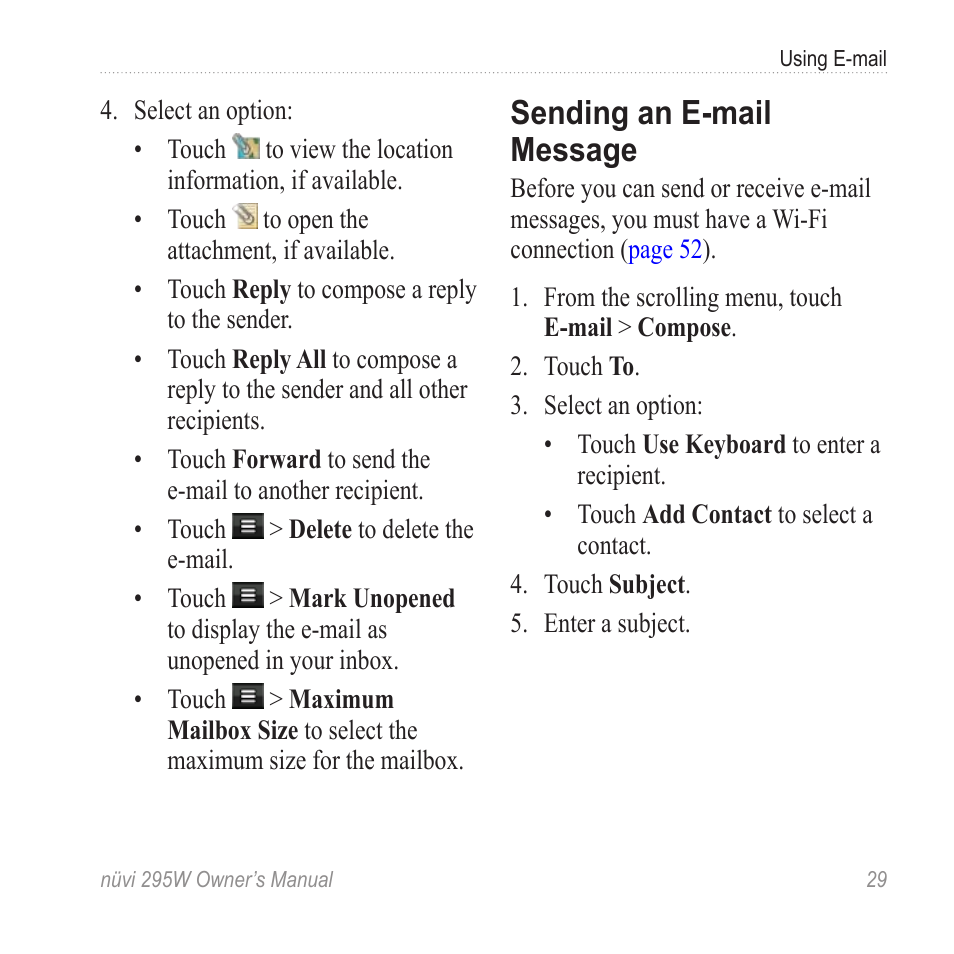 Sending an e-mail message | Garmin nuvi 295W User Manual | Page 35 / 78