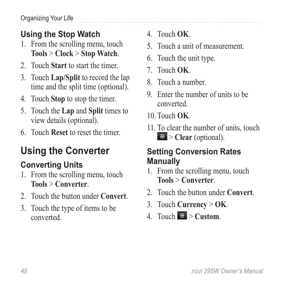 Using the converter | Garmin nuvi 295W User Manual | Page 54 / 78