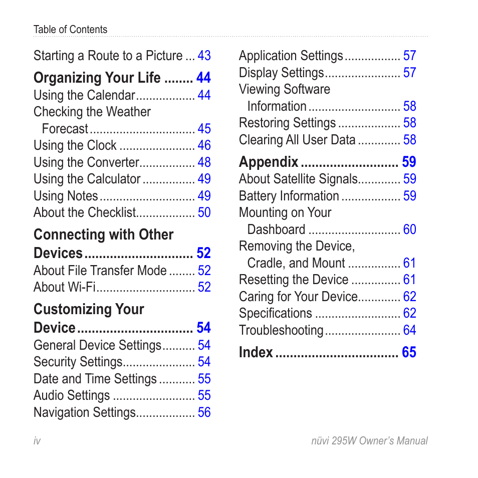 Garmin nuvi 295W User Manual | Page 6 / 78