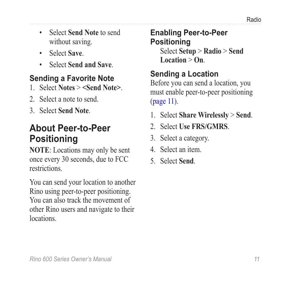 About peer-to-peer positioning, The call key | Garmin Rino 655t User Manual | Page 13 / 60