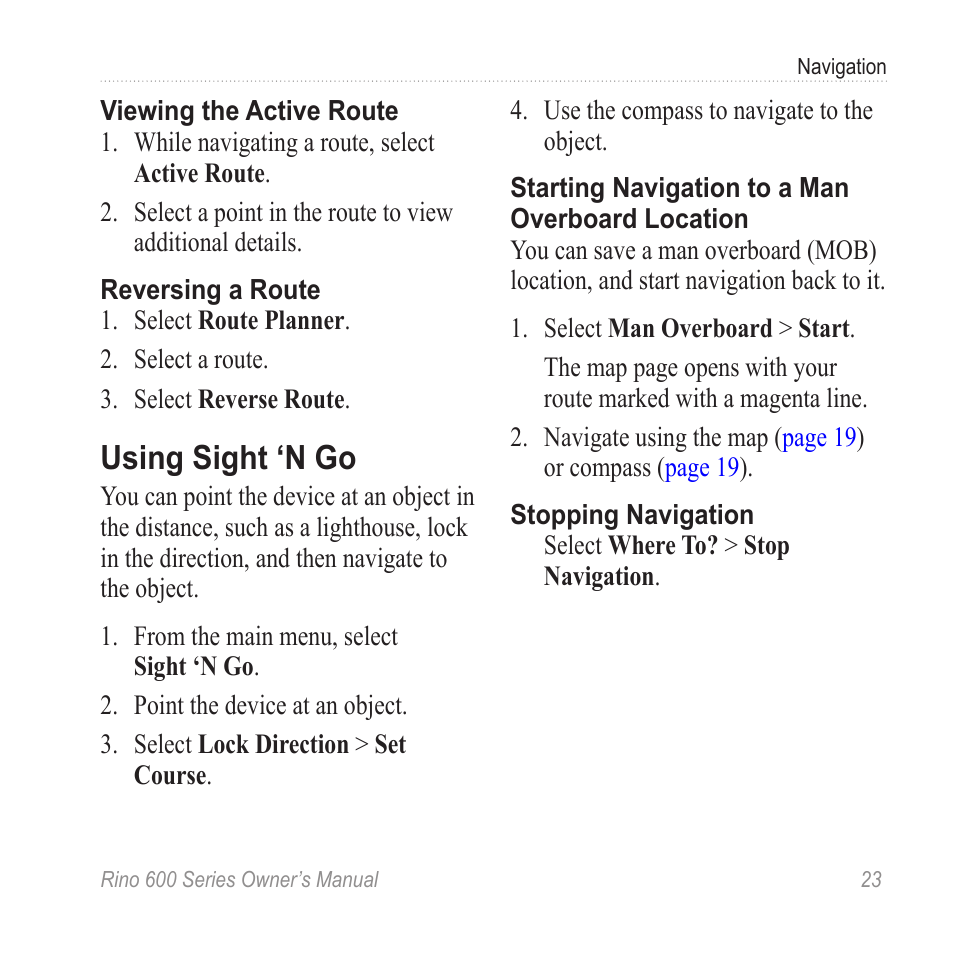 Using sight ‘n go | Garmin Rino 655t User Manual | Page 25 / 60