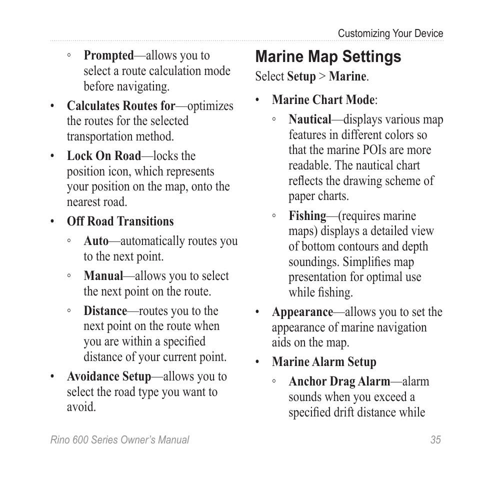 Marine map settings | Garmin Rino 655t User Manual | Page 37 / 60