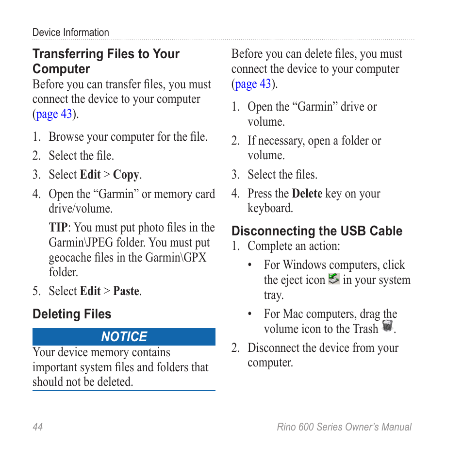 Garmin Rino 655t User Manual | Page 46 / 60