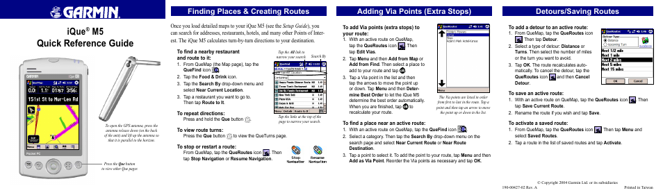 Garmin iQue M5 User Manual | 2 pages