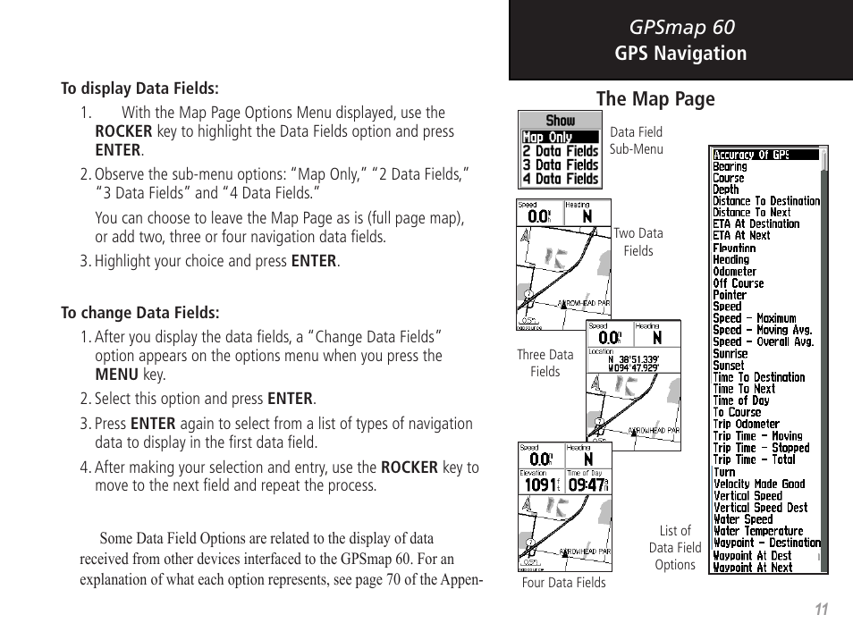 Gpsmap 60 gps navigation the map page | Garmin GPSMAP 60 User Manual | Page 21 / 94