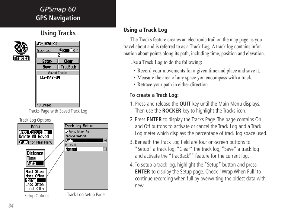 Gpsmap 60 gps navigation, Using tracks | Garmin GPSMAP 60 User Manual | Page 44 / 94