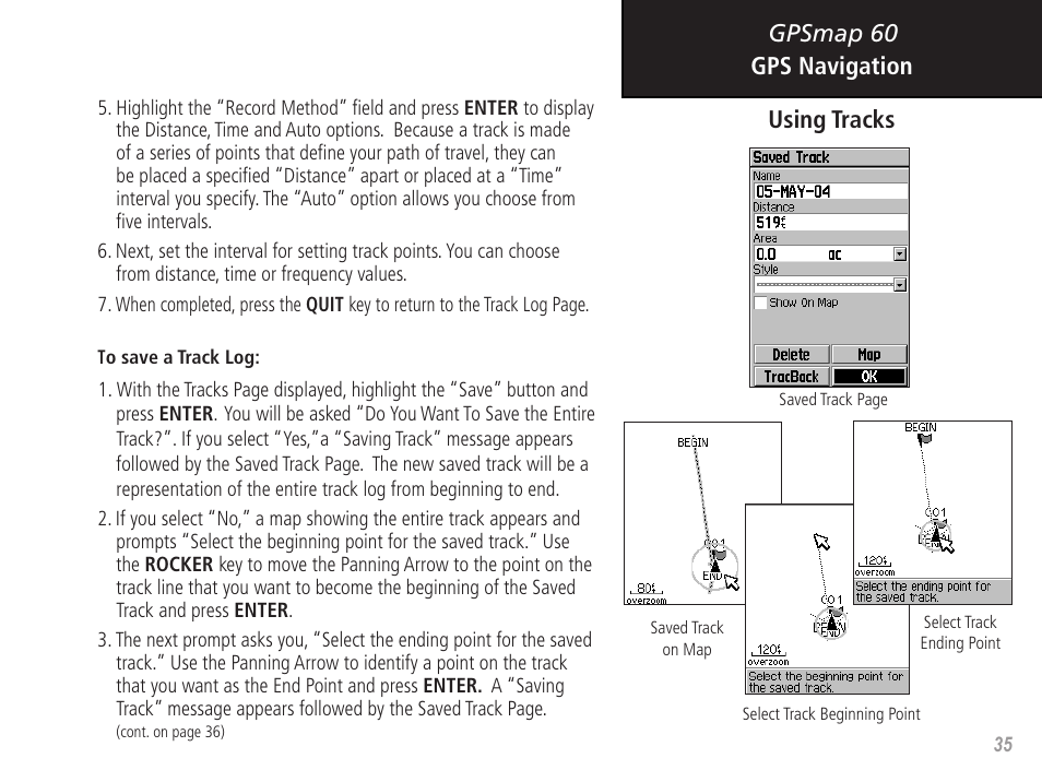 Gpsmap 60 gps navigation using tracks | Garmin GPSMAP 60 User Manual | Page 45 / 94