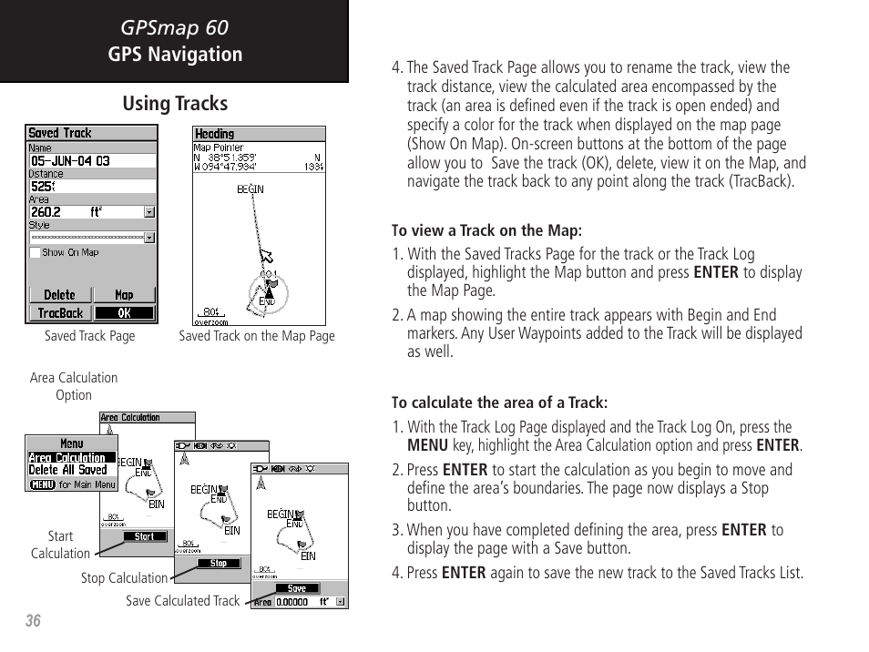 Gpsmap 60 gps navigation using tracks | Garmin GPSMAP 60 User Manual | Page 46 / 94