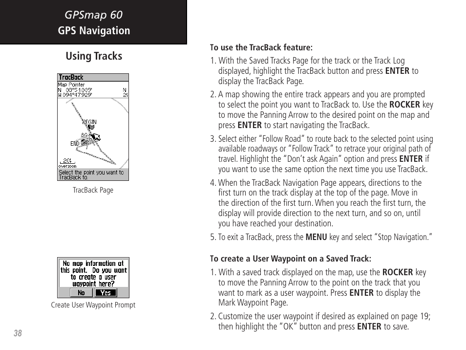Gpsmap 60, Gps navigation using tracks | Garmin GPSMAP 60 User Manual | Page 48 / 94