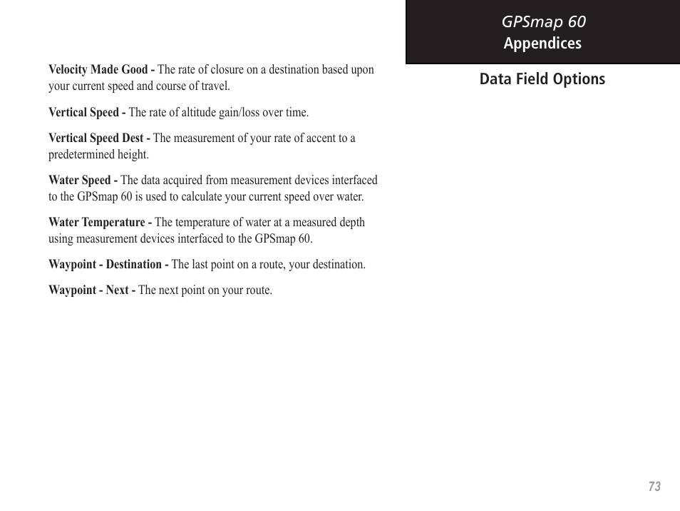 Garmin GPSMAP 60 User Manual | Page 83 / 94