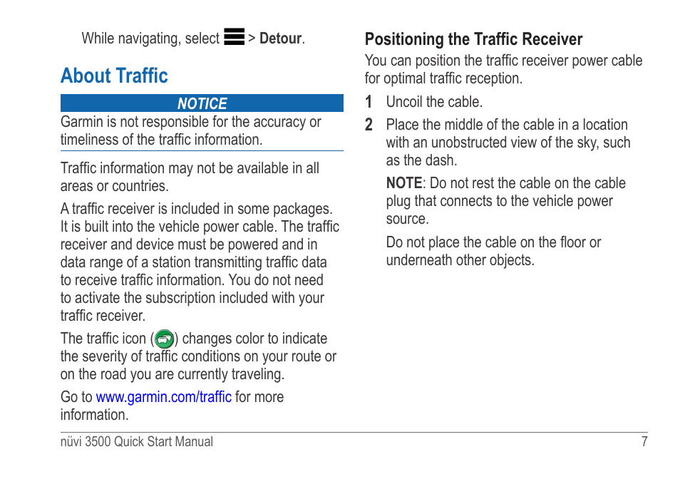 About traffic | Garmin nuvi 3590LMT User Manual | Page 7 / 8