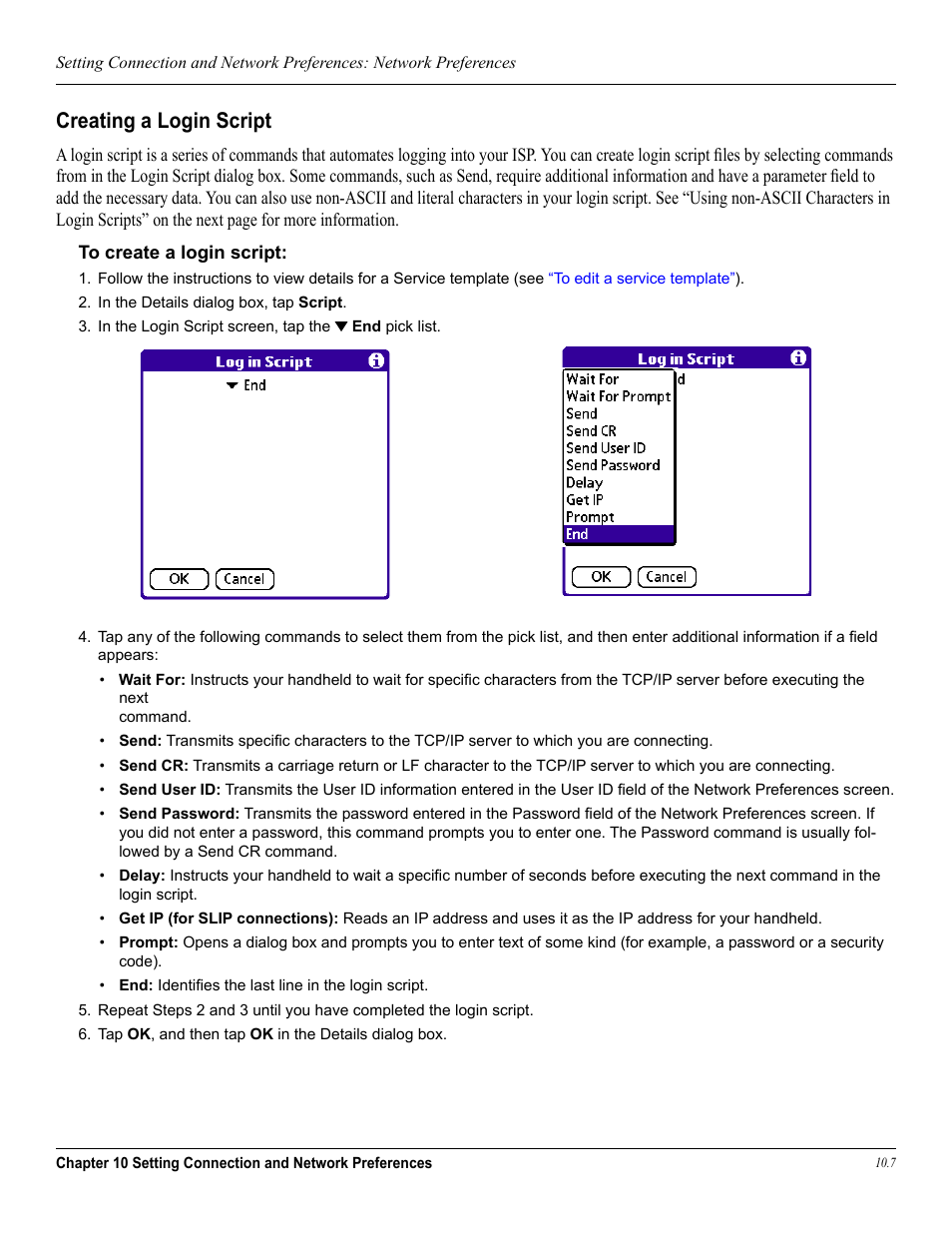 Creating a login script | Garmin iQue 3600a User Manual | Page 117 / 124