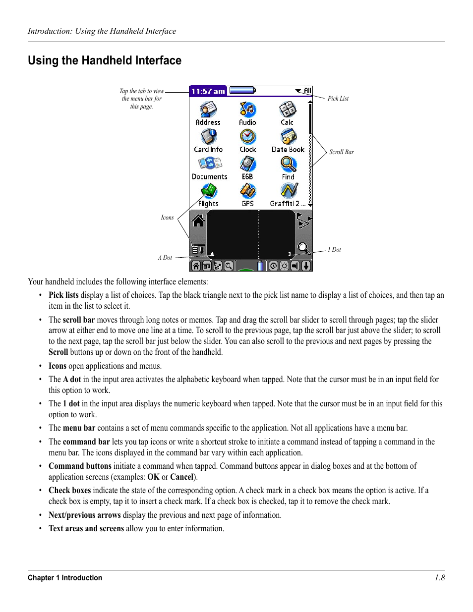 Using the handheld interface | Garmin iQue 3600a User Manual | Page 18 / 124