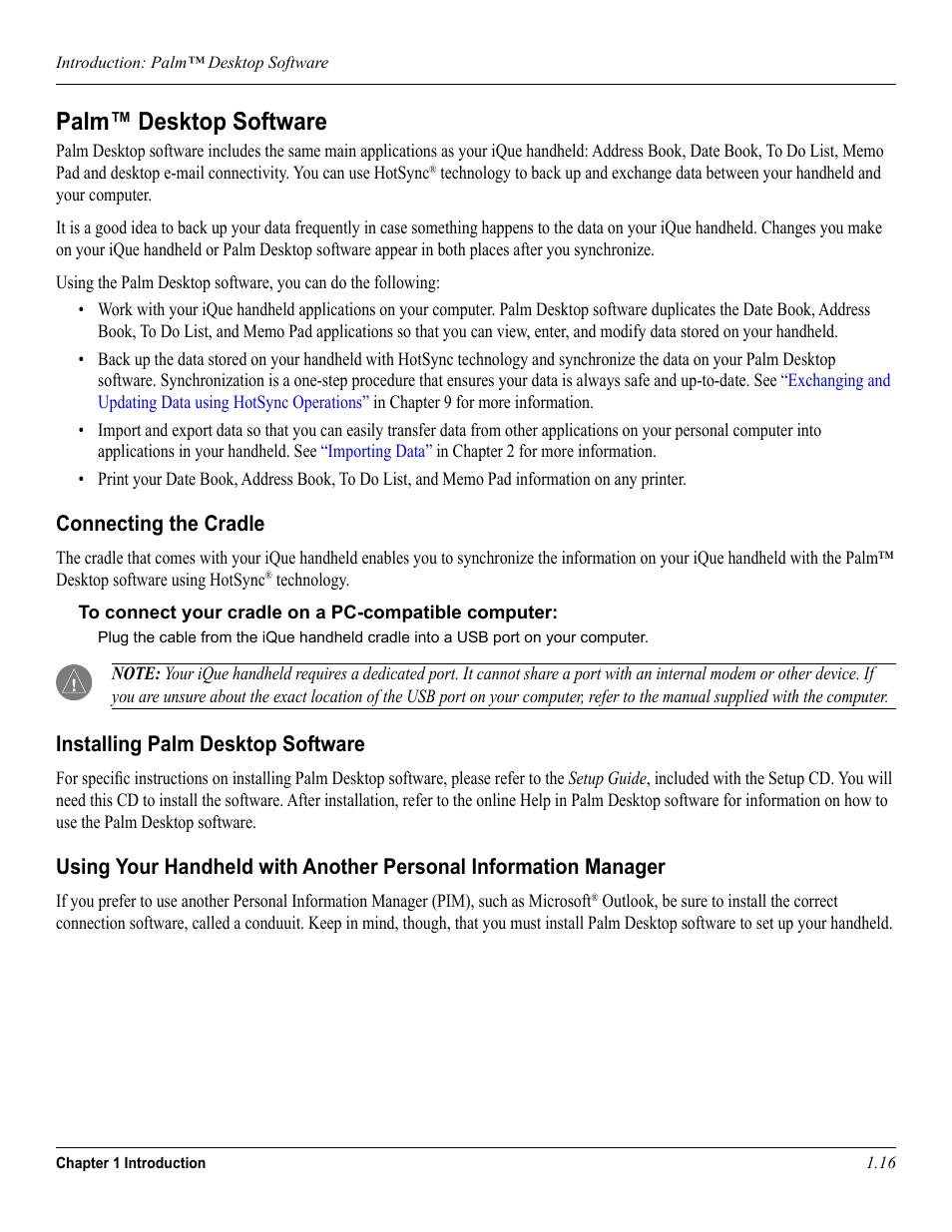 Palm™ desktop software, Connecting the cradle, Installing palm desktop software | Garmin iQue 3600a User Manual | Page 26 / 124