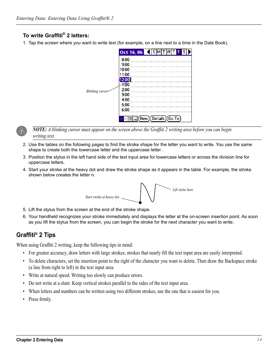Graffiti® 2 tips, Grafﬁti, 2 tips | Garmin iQue 3600a User Manual | Page 30 / 124