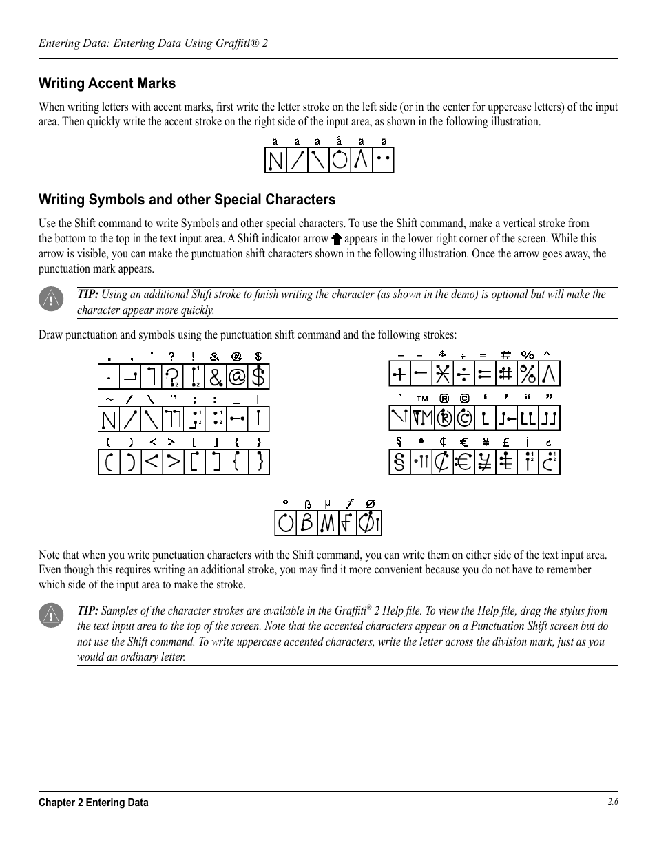 Writing accent marks, Writing symbols and other special characters | Garmin iQue 3600a User Manual | Page 32 / 124