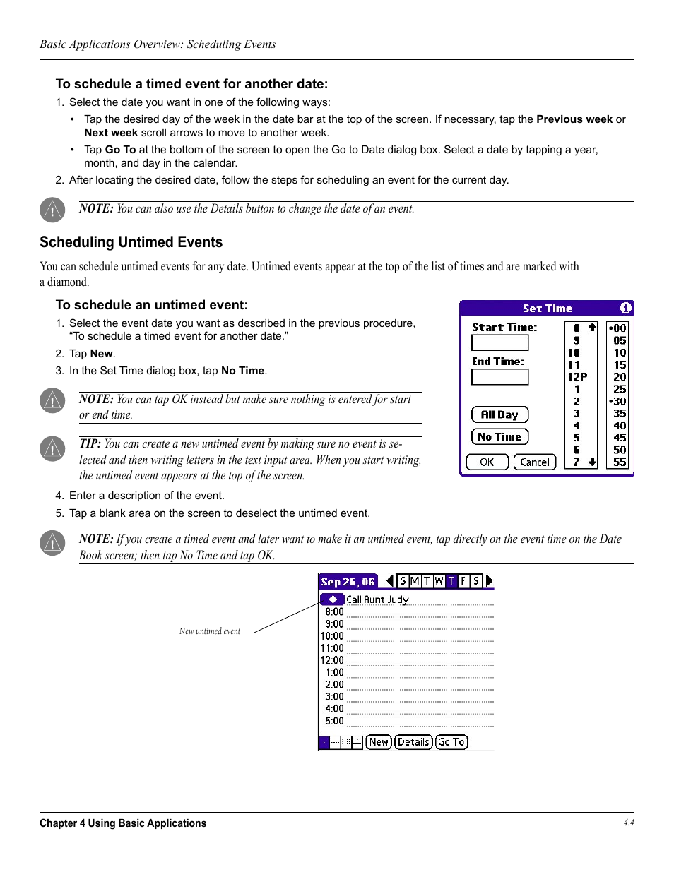 Scheduling untimed events | Garmin iQue 3600a User Manual | Page 49 / 124